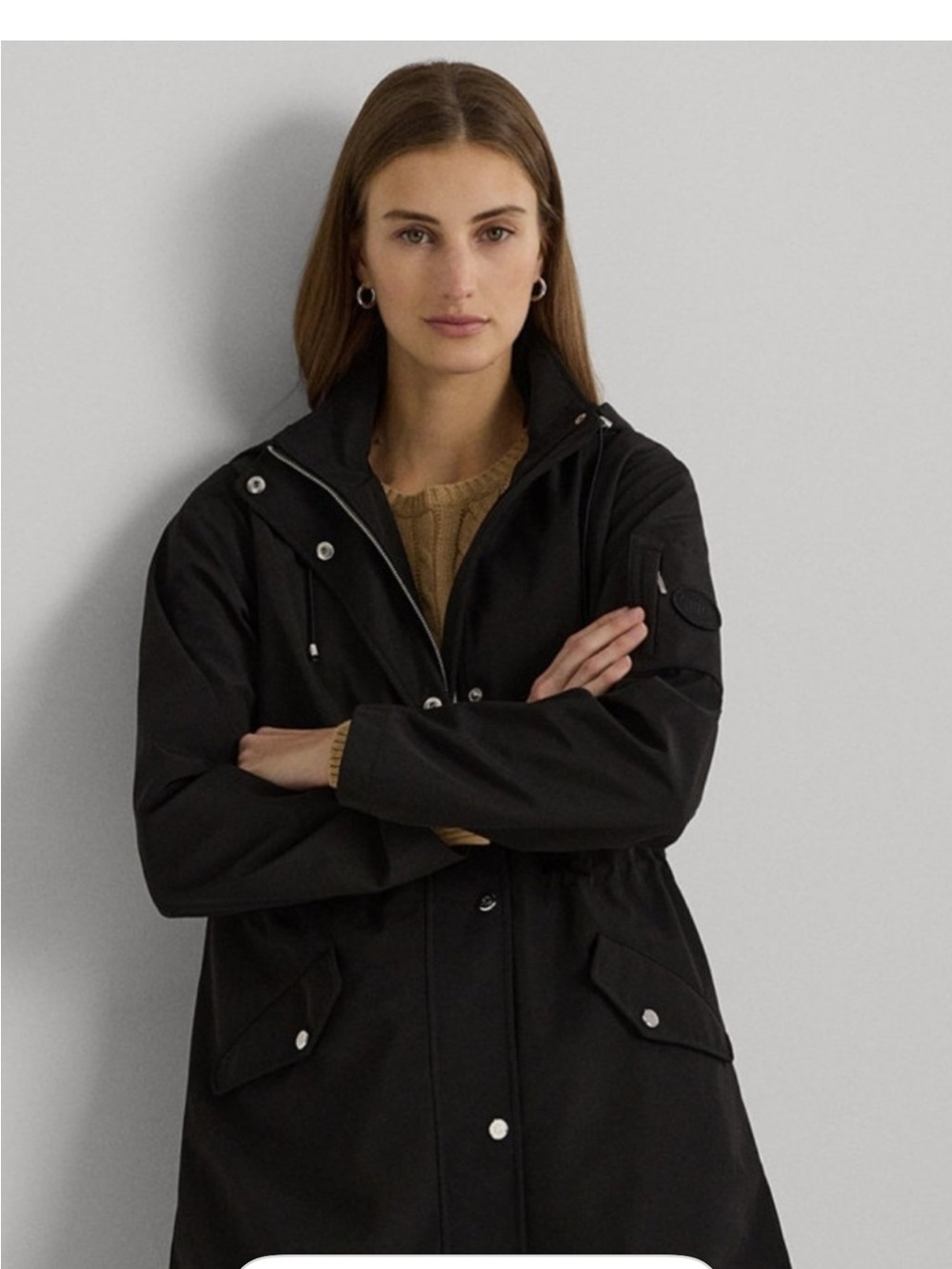 Lauren Ralph Lauren Black Utility Jacket with Snap Front